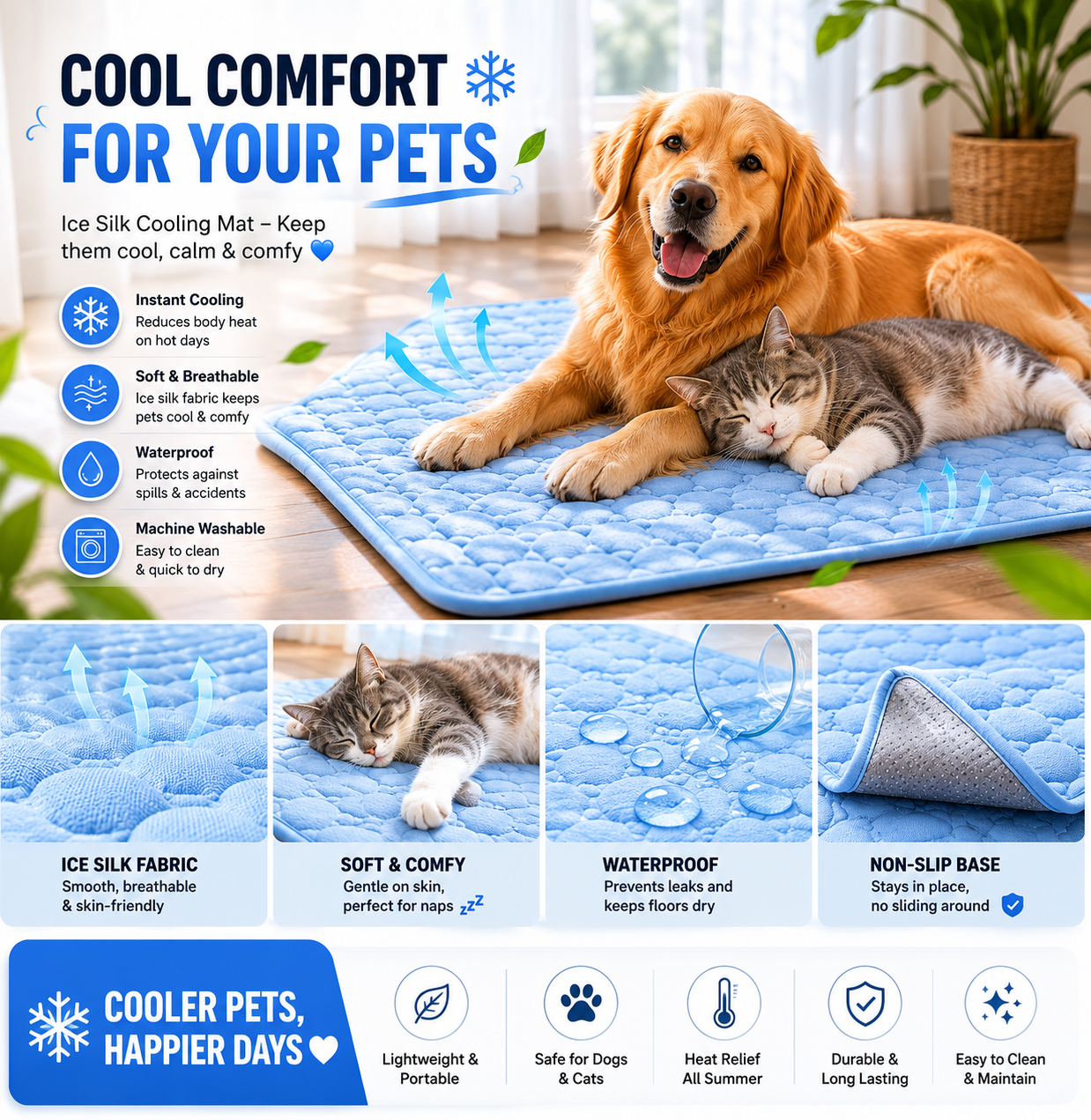 Pet Dog Cat Ice Silk Cold Nest Pad For Cooling In Summer